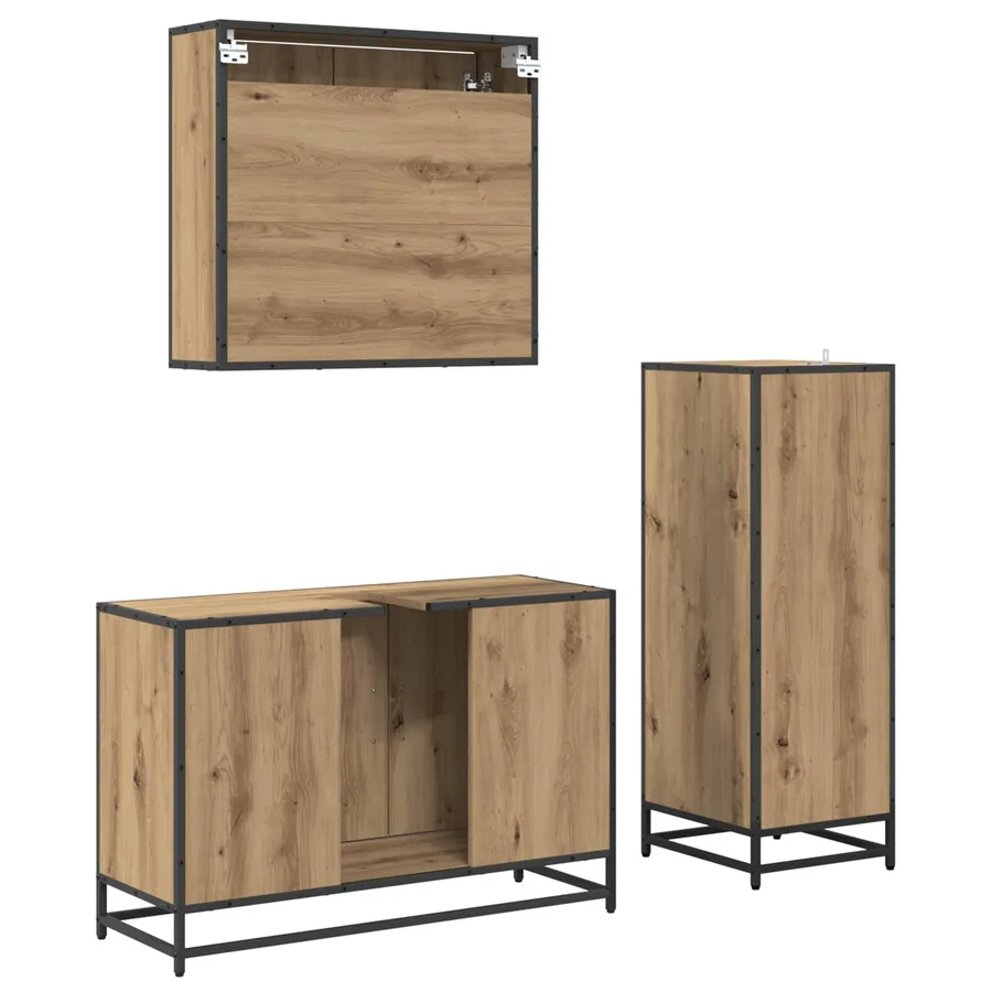 Ensemble de mobilier de salle de bain 3 pc Chêne artisanal - 4