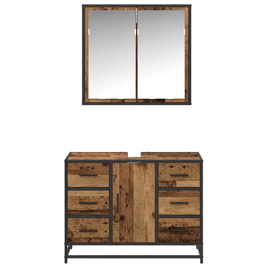 Ensemble de mobilier de salle de bain 2 pcs Bois Ancien - 7