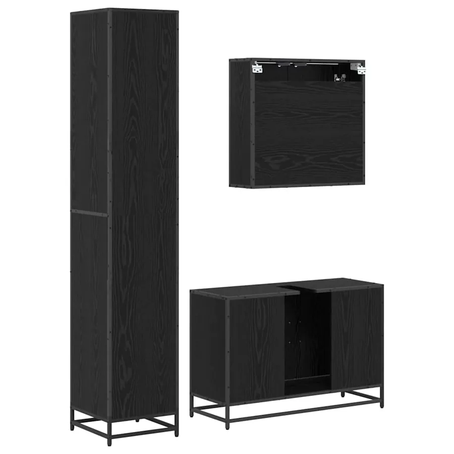 Ensemble de mobilier de salle de bain 3 pcs Chêne noir - 9