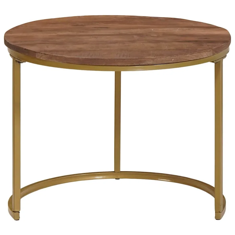 Tables basses gigognes 2 pcs Bois de mangue massif et acier - 5
