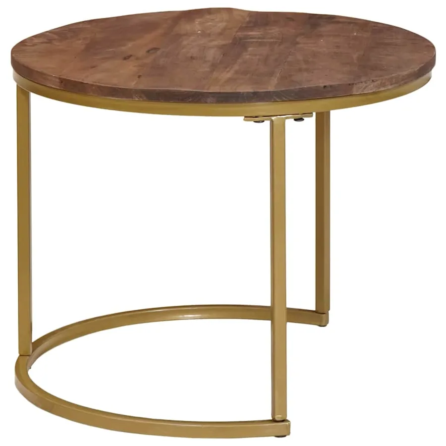 Tables basses gigognes 2 pcs Bois de mangue massif et acier - 7