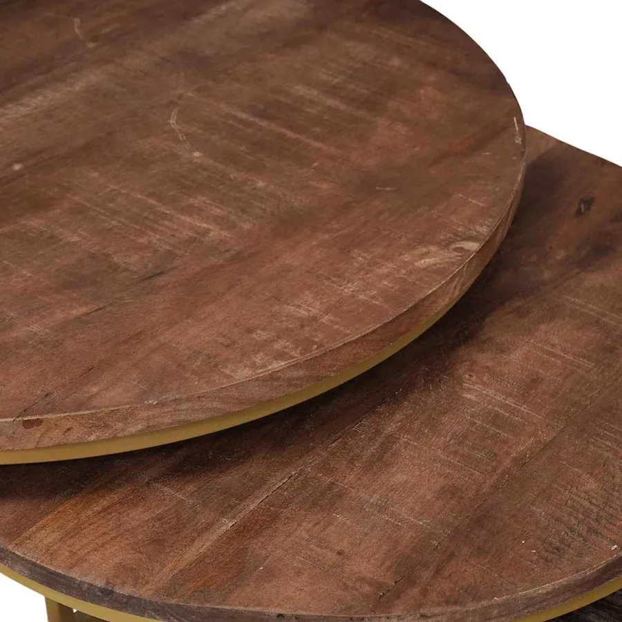 Tables basses gigognes 2 pcs Bois de mangue massif et acier - 9