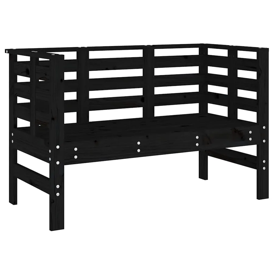 Banc de jardin noir 111,5x53x71 cm bois massif de pin - 2