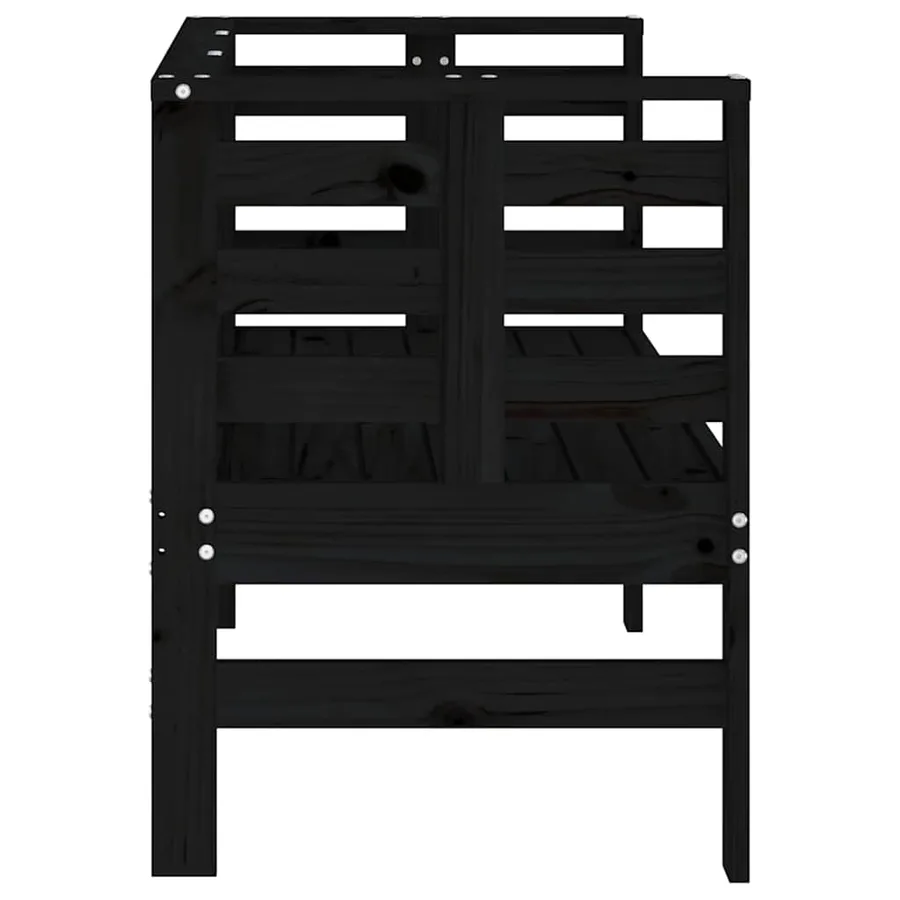 Banc de jardin noir 111,5x53x71 cm bois massif de pin - 5