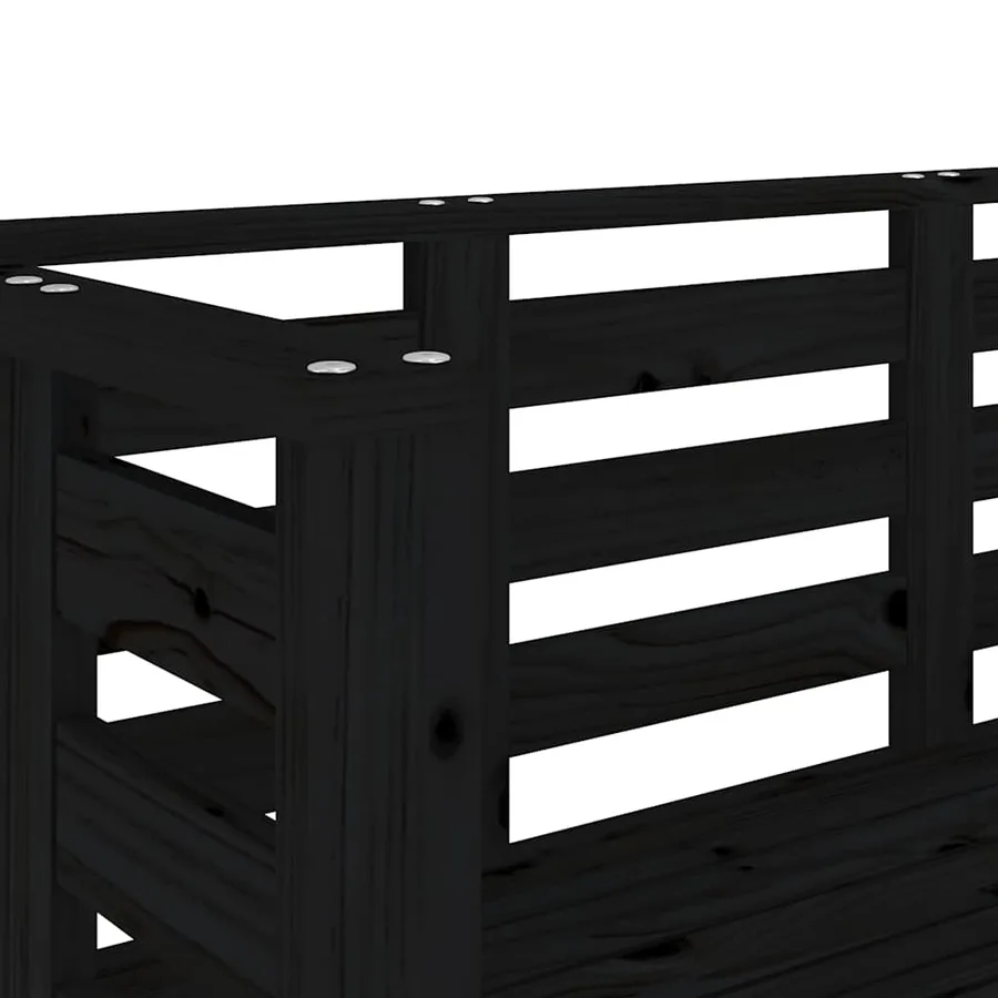 Banc de jardin noir 111,5x53x71 cm bois massif de pin - 7