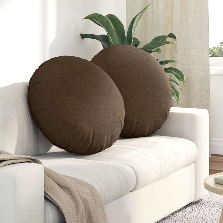 Coussins de siège 2 pcs Marron Ø60 x 21 cm tissu