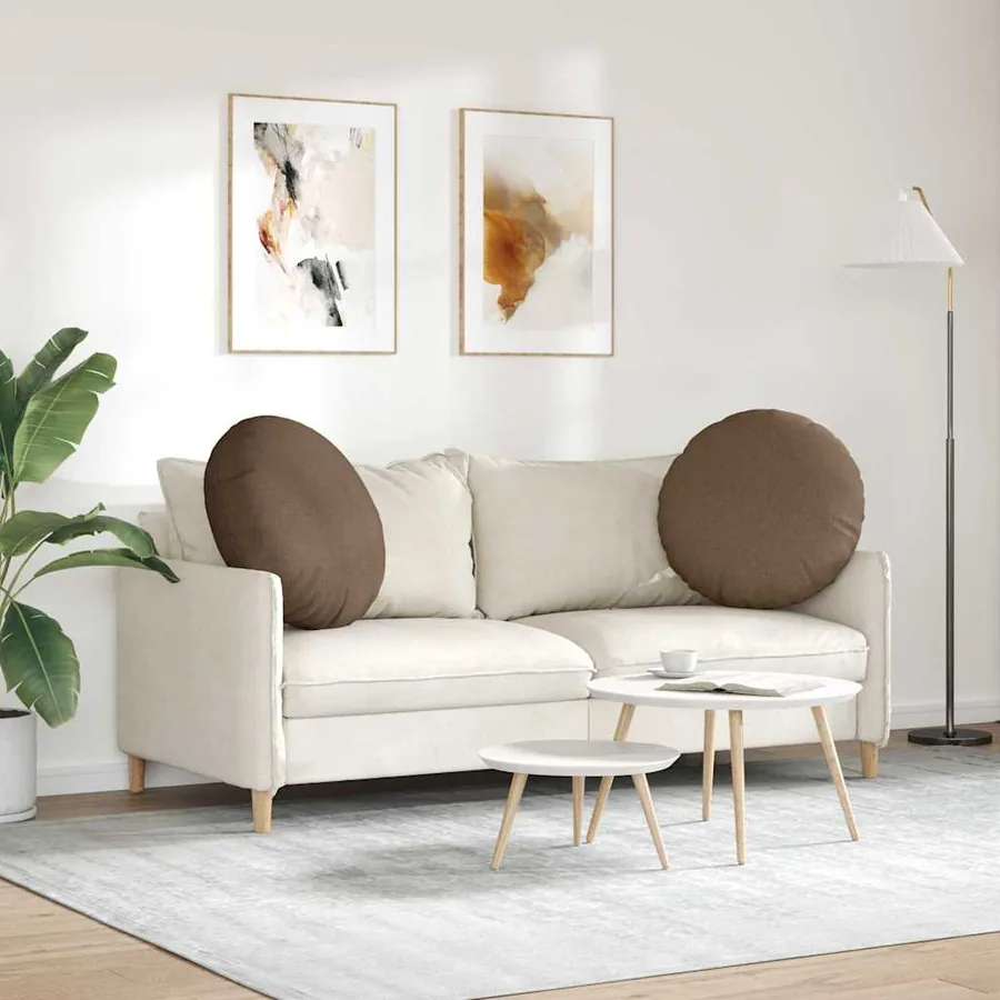 Coussins de siège 2 pcs Marron Ø60 x 21 cm tissu - 4