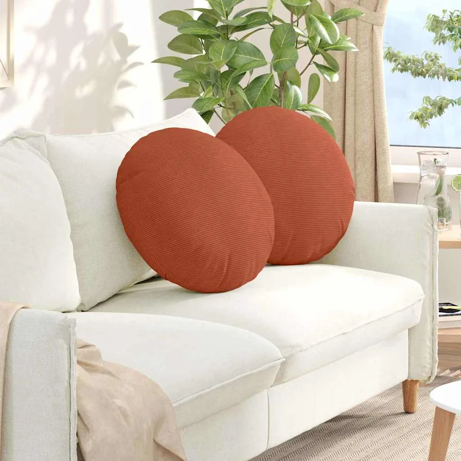 Coussins de siège 2 pcs Rouge orange Ø50 x 19 cm