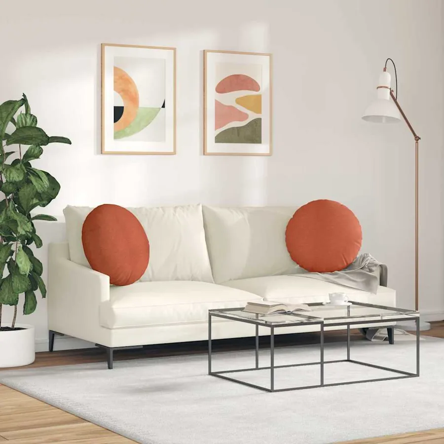 Coussins de siège 2 pcs Rouge orange Ø50 x 19 cm - 4