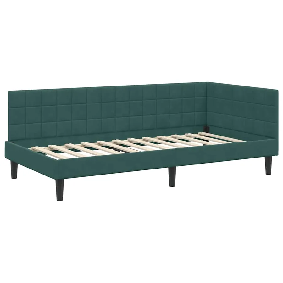 Cadre de lit d'angle Vert foncé 90 cm x 200 cm Velours - 4