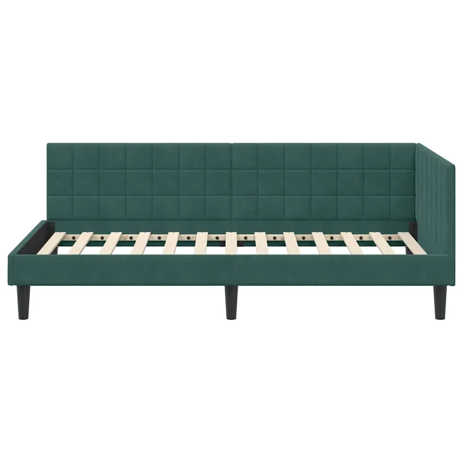 Cadre de lit d'angle Vert foncé 90 cm x 200 cm Velours - 5
