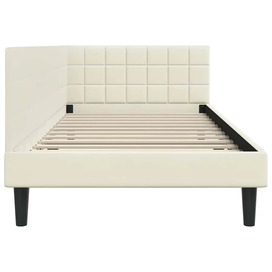Cadre de lit d'angle Crème 100 cm x 200 cm Velours - 6