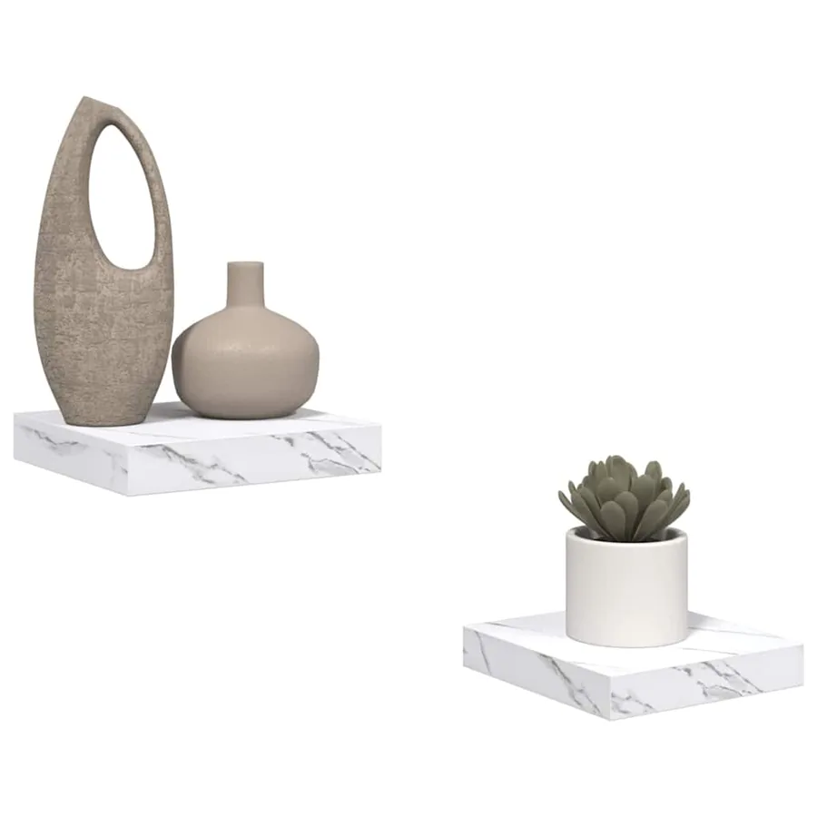 Étagère Murale 2 pcs Marbre blanc 23 x 23,5 x 4 cm - 3