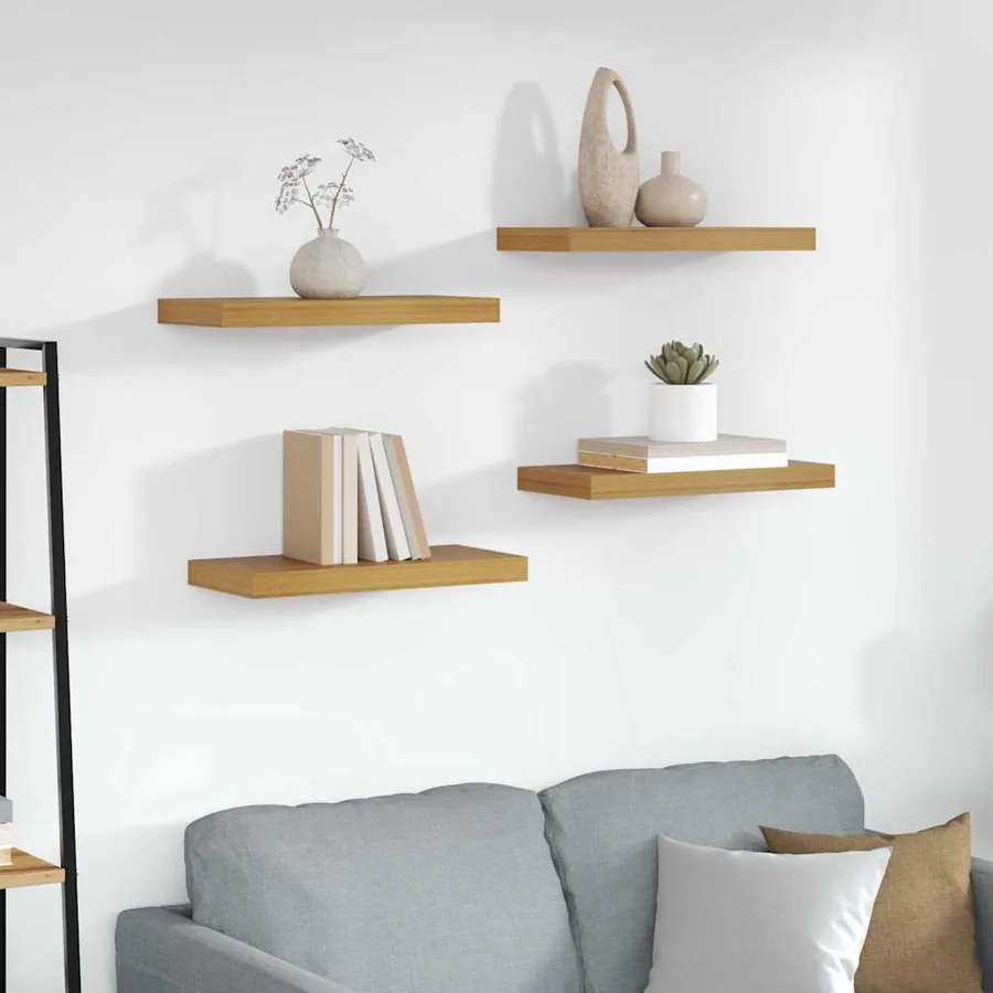 Étagère Murale Montage mural 4 pcs Beige 50 x 23,5 x 4 cm