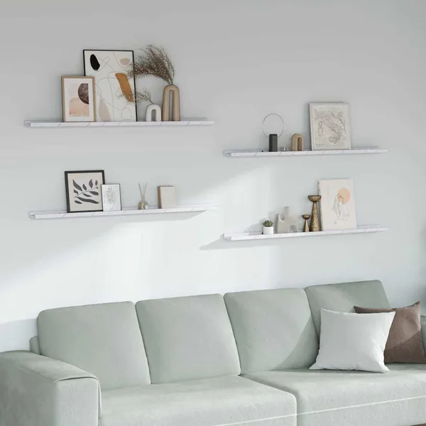 Étagère Murale Montage mural 4 pcs Marbre blanc 115 x 9 x 3 cm