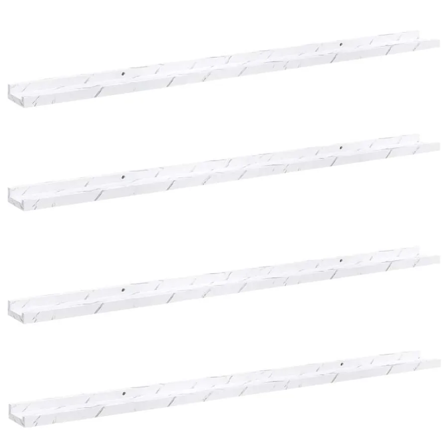 Étagère Murale Montage mural 4 pcs Marbre blanc 115 x 9 x 3 cm - 2