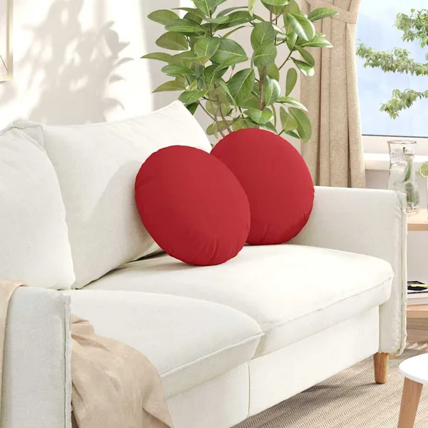 Coussins de siège 2 pcs Rouge Ø40 x 13 cm tissu