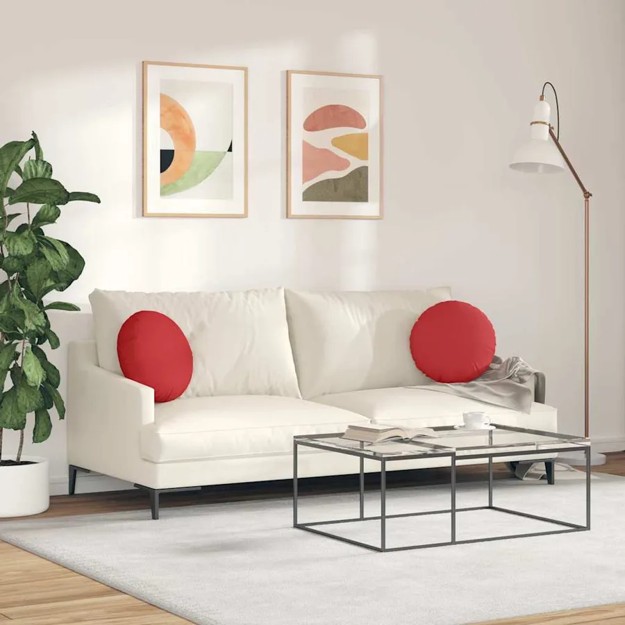 Coussins de siège 2 pcs Rouge Ø40 x 13 cm tissu - 4
