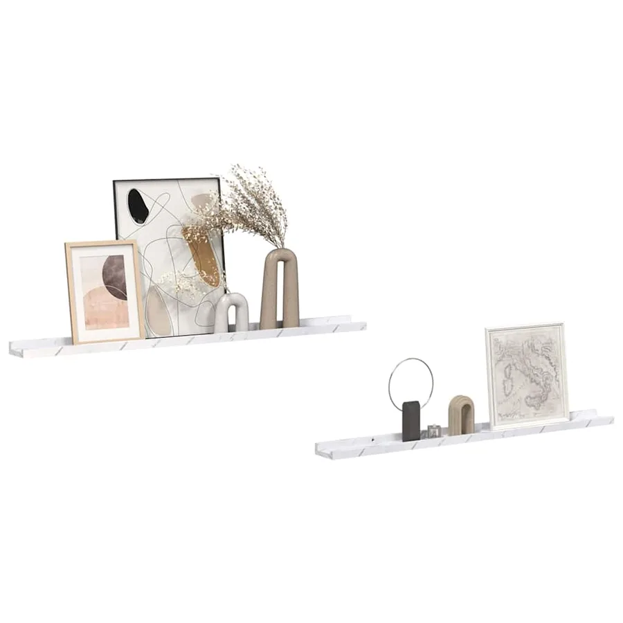 Étagère Murale Montage mural 2 pcs Marbre blanc 100 x 9 x 3 cm - 3