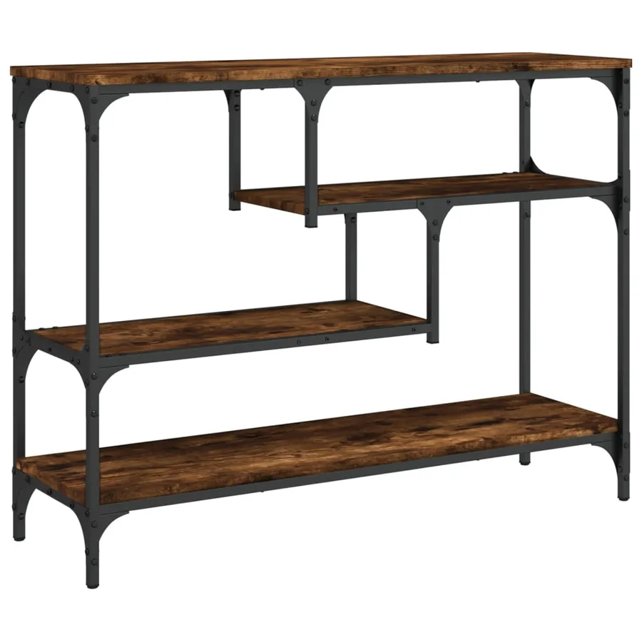 Table console chêne fumé 100x30x75 cm bois d'ingénierie - 2