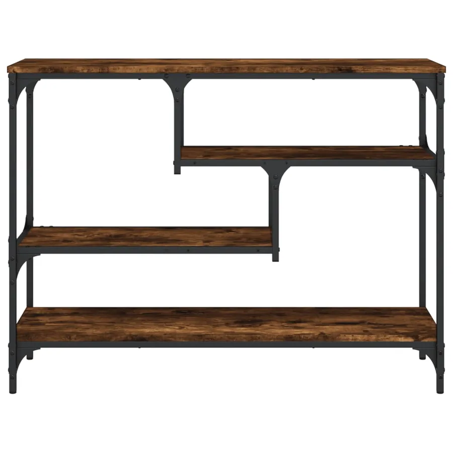 Table console chêne fumé 100x30x75 cm bois d'ingénierie - 5