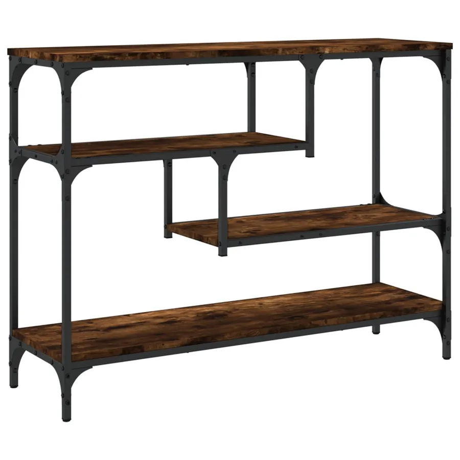 Table console chêne fumé 100x30x75 cm bois d'ingénierie - 7