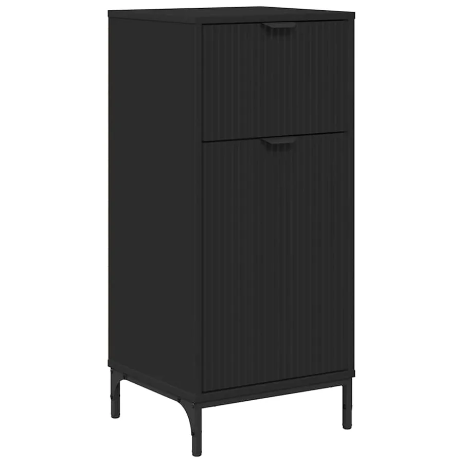 Cabinet de salle de bain avec tiroir Noir 39,5 x 36 x 88 cm - 2