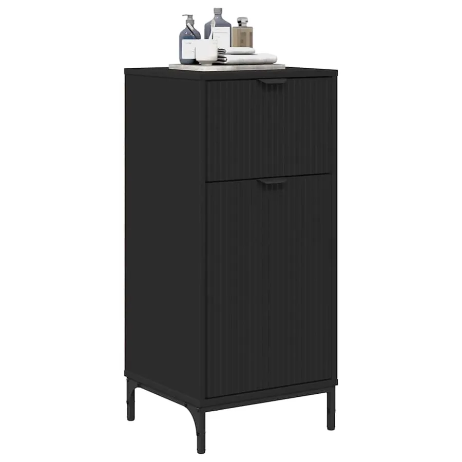 Cabinet de salle de bain avec tiroir Noir 39,5 x 36 x 88 cm - 3