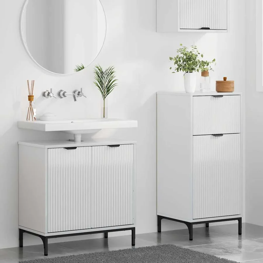 Ensemble de mobilier de salle de bain 2 pcs Blanc brillant - 4