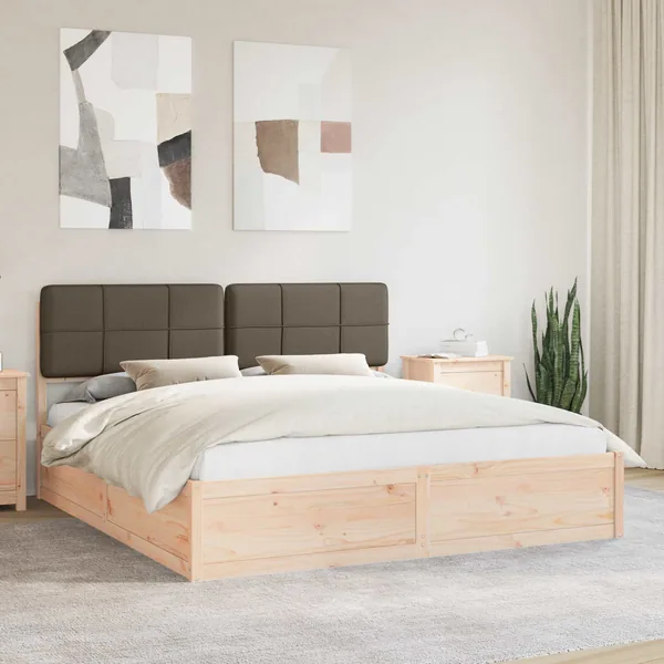Cadre de lit avec tête de lit rembourrée Taupe 180 x 200 cm