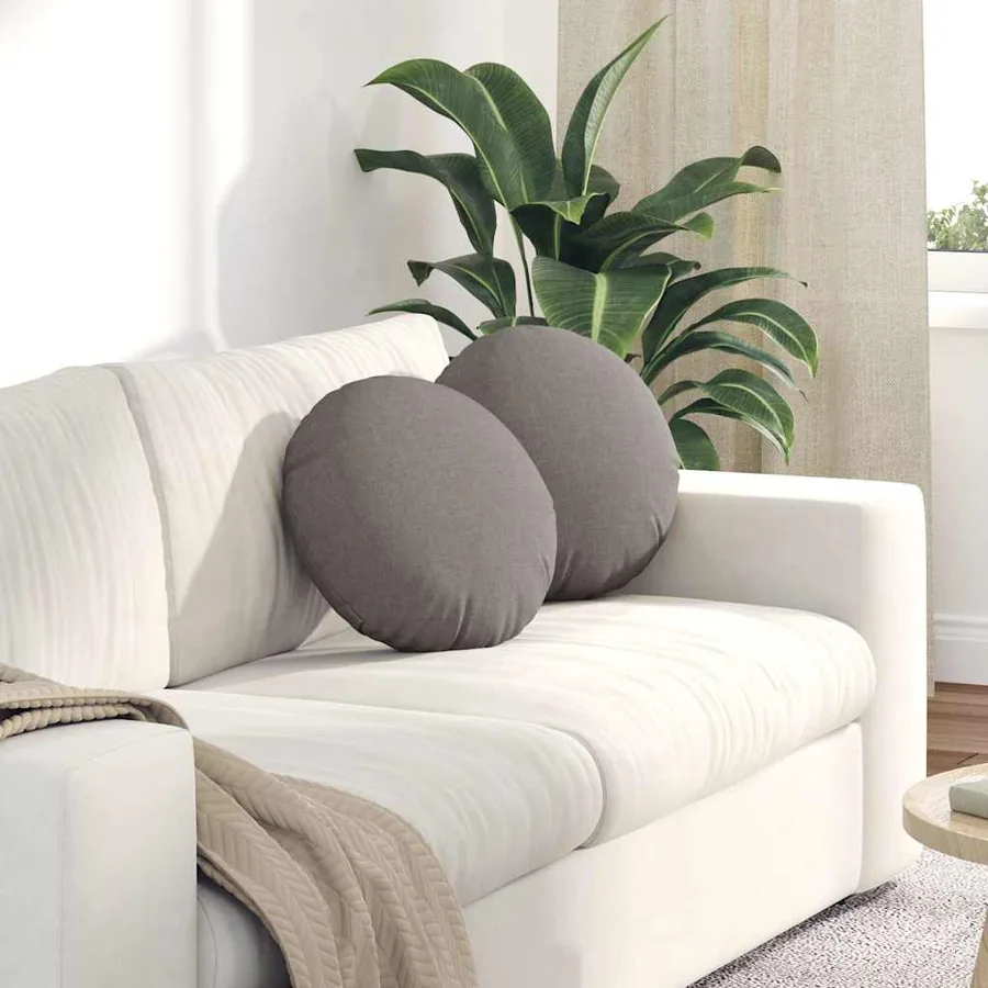 Coussins de siège 2 pcs Taupe Ø40 x 13 cm tissu