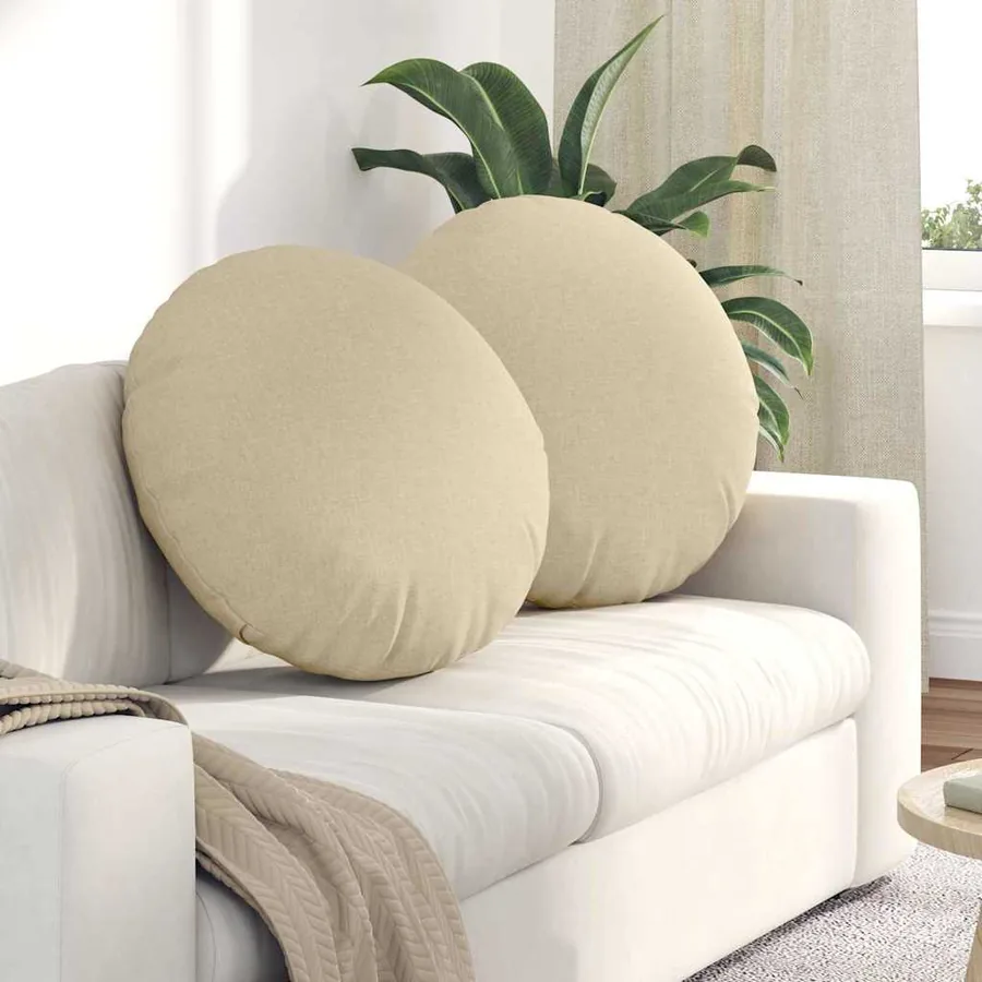 Coussins de siège 2 pcs Crème Ø60 x 21 cm tissu