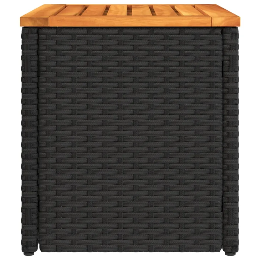 Tables d'appoint jardin 2pcs noir 55x34x37 cm rotin bois massif - 6