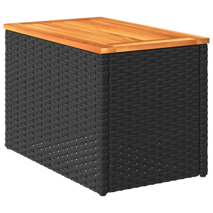 Tables d'appoint jardin 2pcs noir 55x34x37 cm rotin bois massif - 8