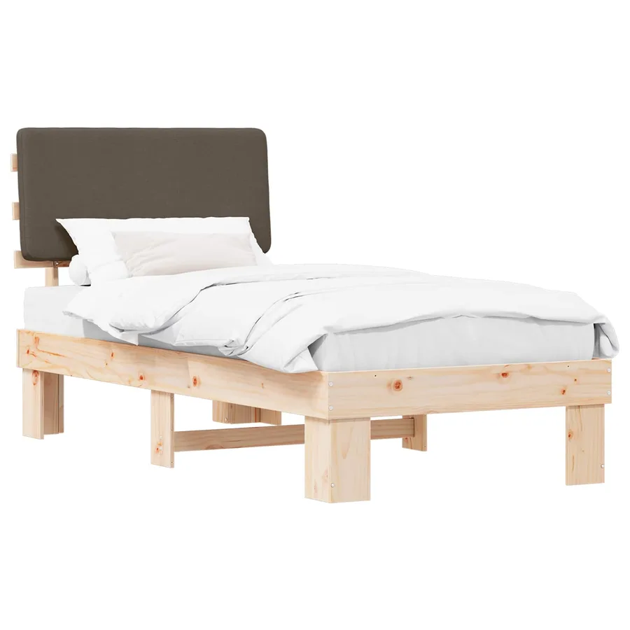 Cadre de lit avec tête de lit rembourrée Taupe 90 x 200 cm - 2