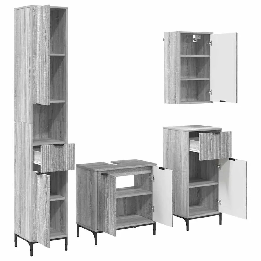 Ensemble de mobilier de salle de bain avec tiroir Gris Sonoma - 2