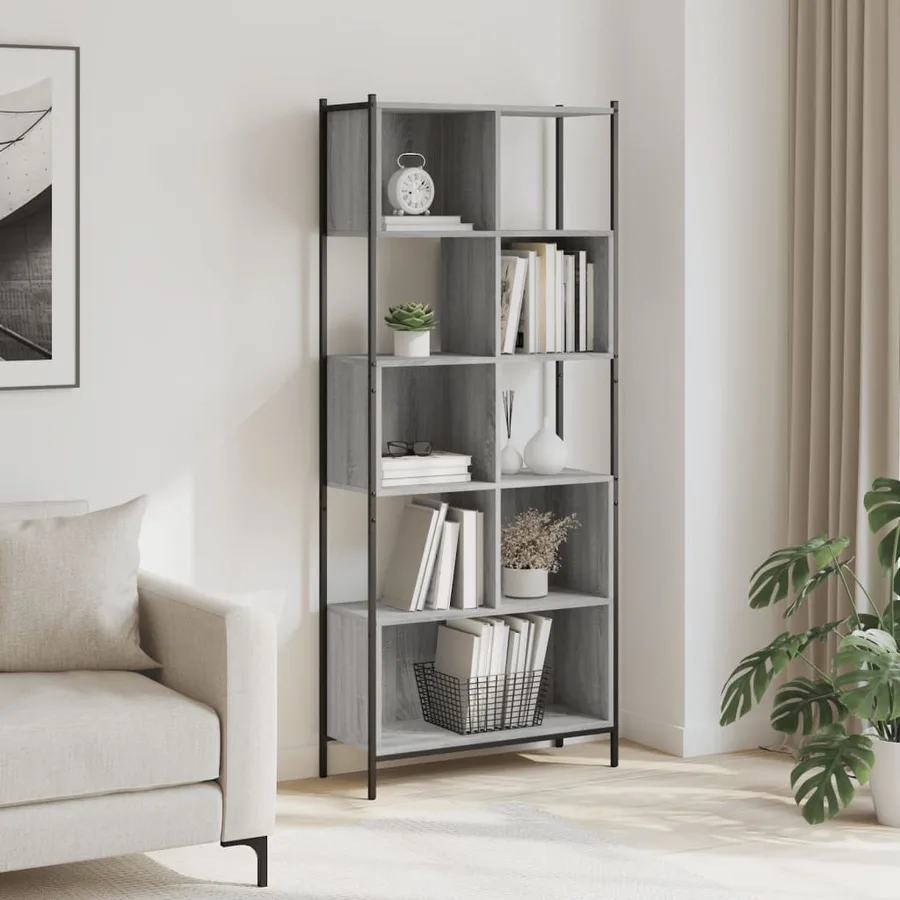 Bibliothèque sonoma gris 72x28x172 cm bois d'ingénierie - 3