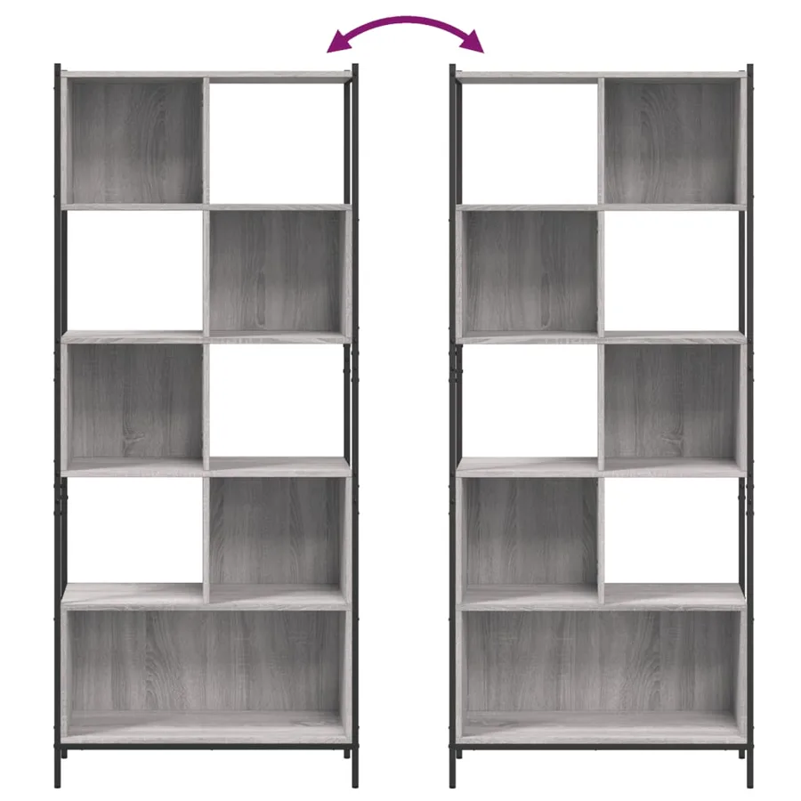 Bibliothèque sonoma gris 72x28x172 cm bois d'ingénierie - 8