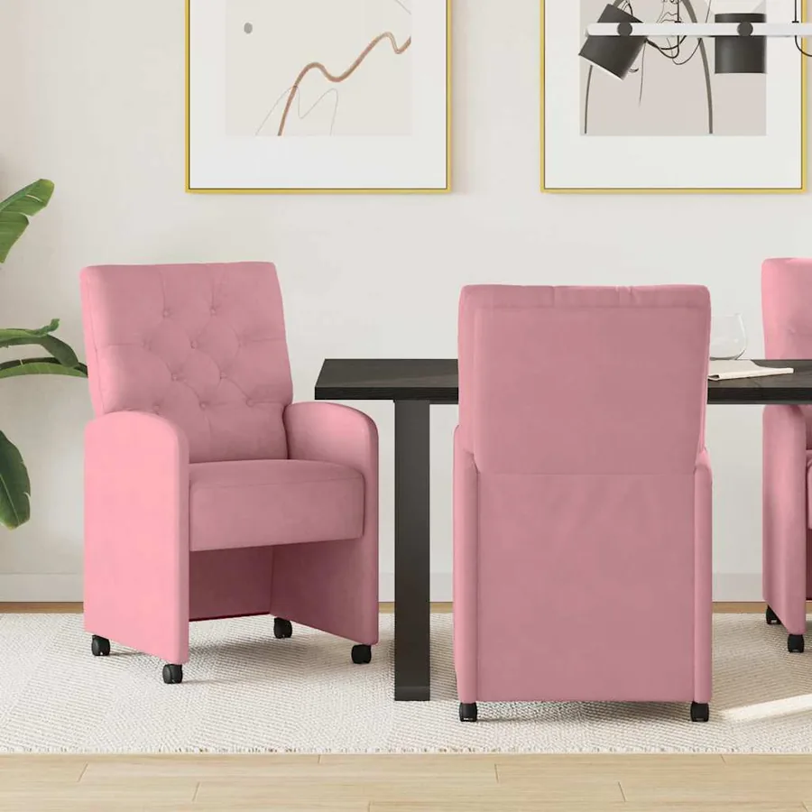 Chaises de Salle à Manger avec Roues 2 pcs Rose 58 x 67 x 97 cm