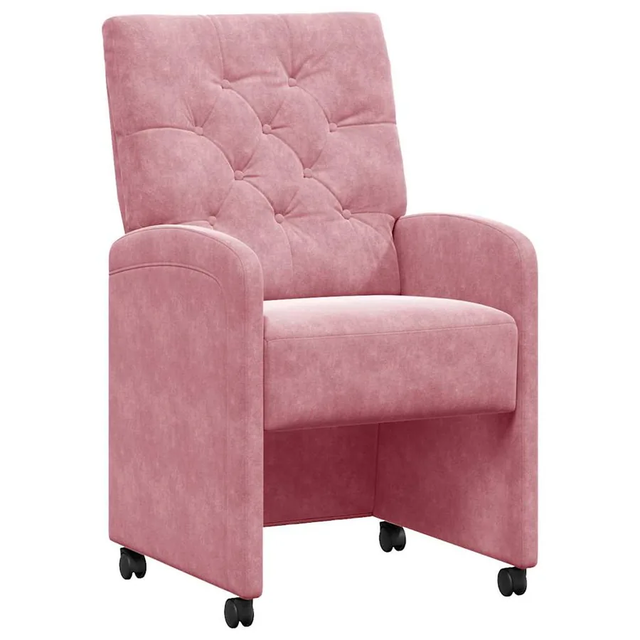 Chaises de Salle à Manger avec Roues 2 pcs Rose 58 x 67 x 97 cm - 2