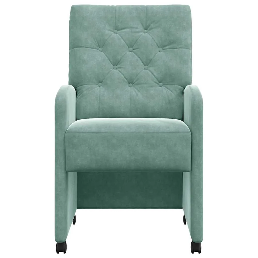 Chaises de Salle à Manger avec Roues 2 pcs Vert marin Velours - 4