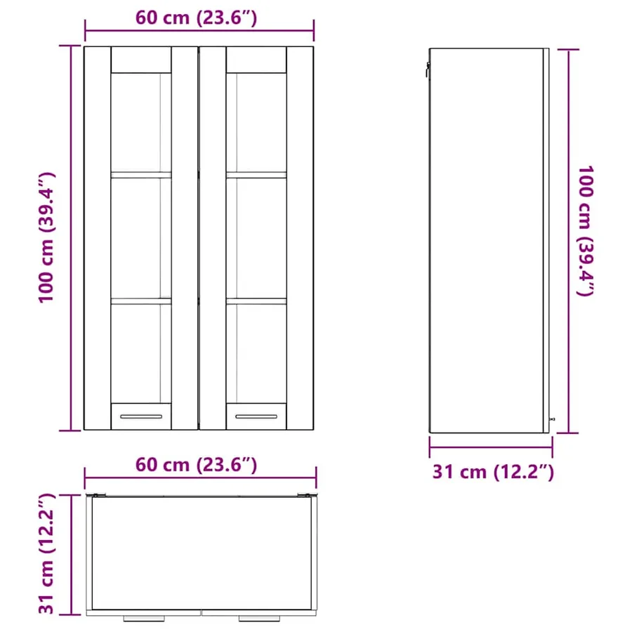 Armoire suspendue avec porte Chêne artisanal 60 x 31 x 100 cm - 13
