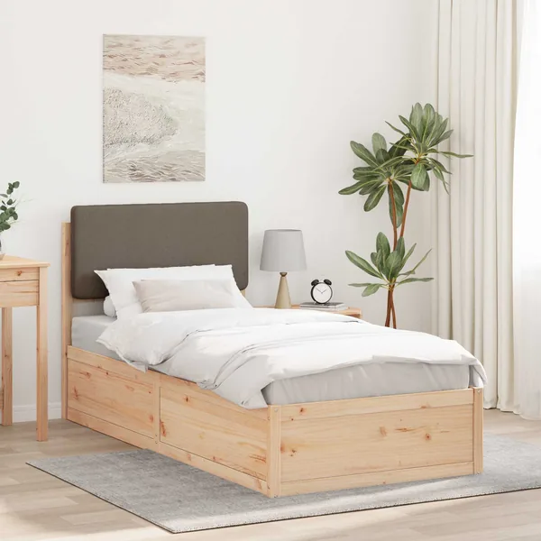 Cadre de lit avec tête de lit rembourrée Taupe 75 x 190 cm