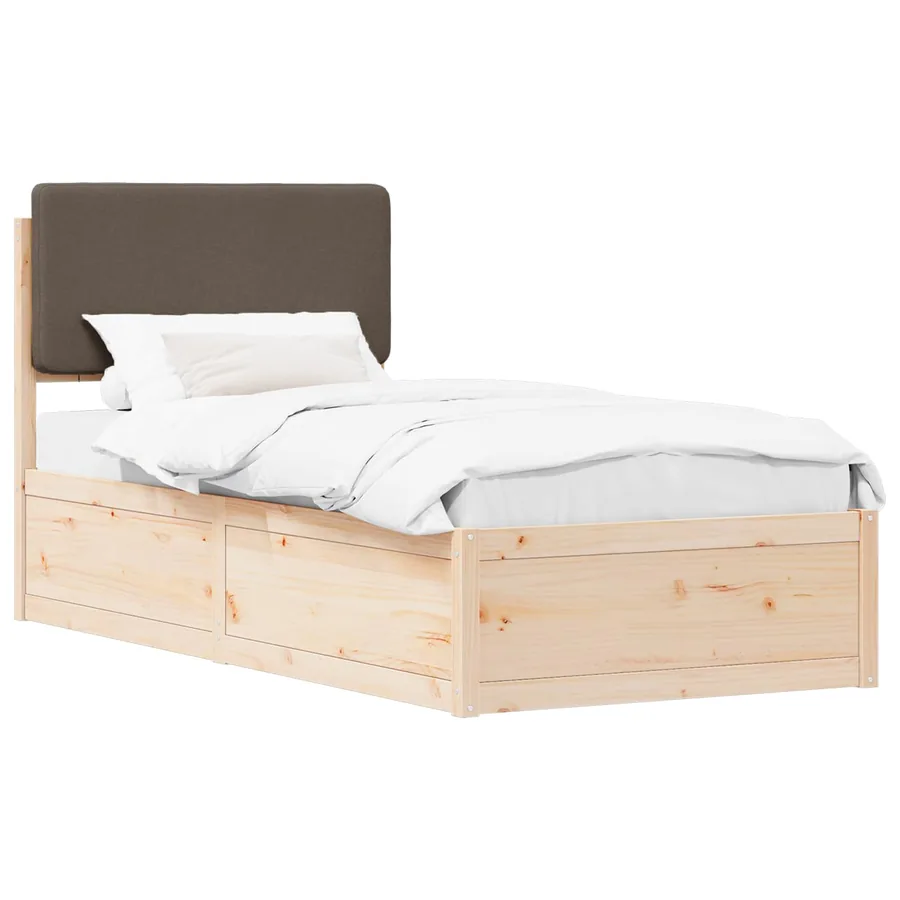 Cadre de lit avec tête de lit rembourrée Taupe 75 x 190 cm - 2