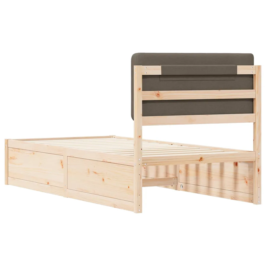 Cadre de lit avec tête de lit rembourrée Taupe 75 x 190 cm - 7