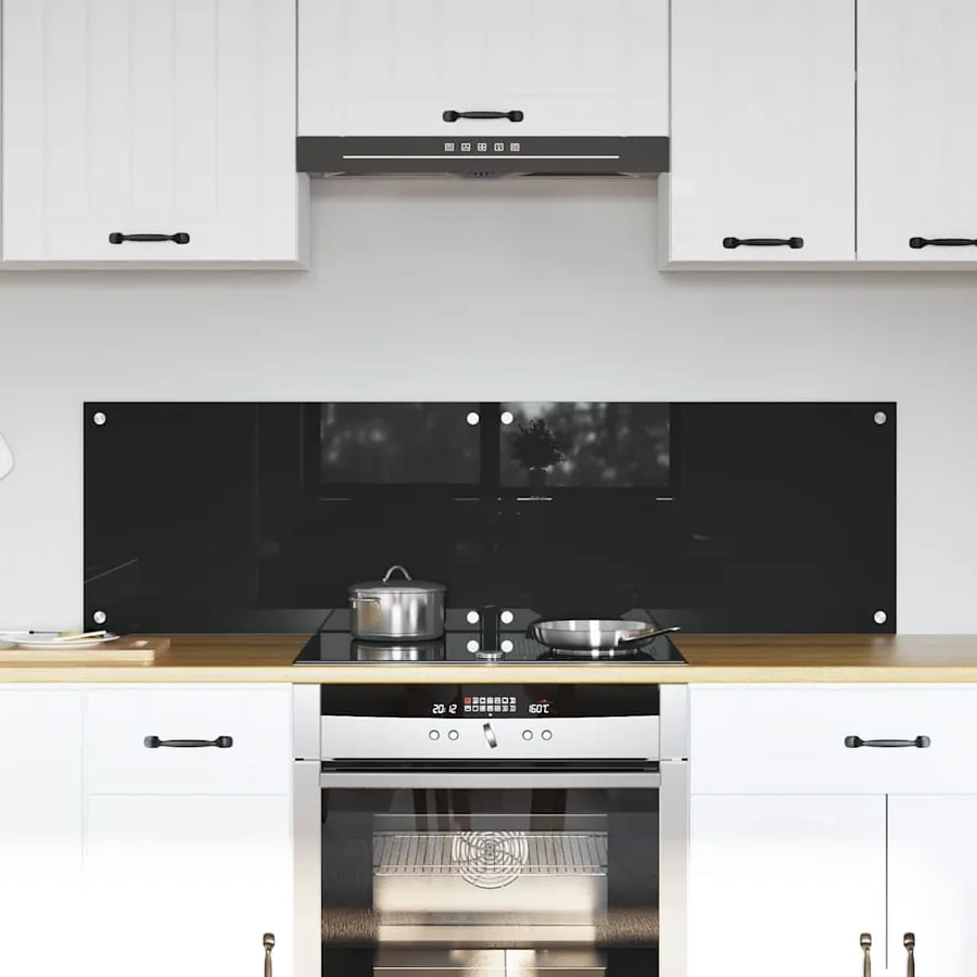 Crédence de cuisine 2 pcs Noir 70 x 40 cm verre trempé