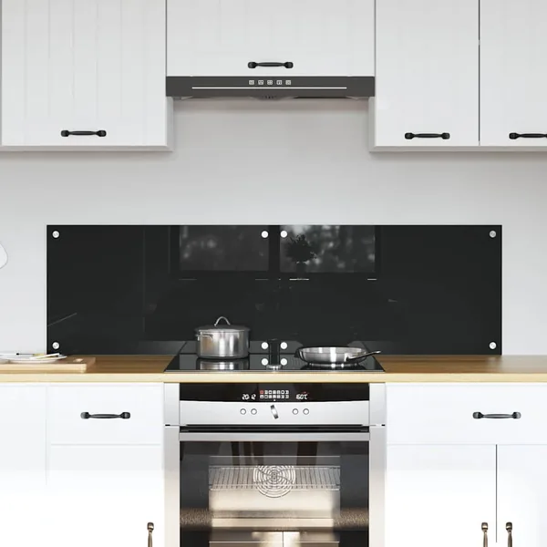 Crédence de cuisine 2 pcs Noir 70 x 40 cm verre trempé