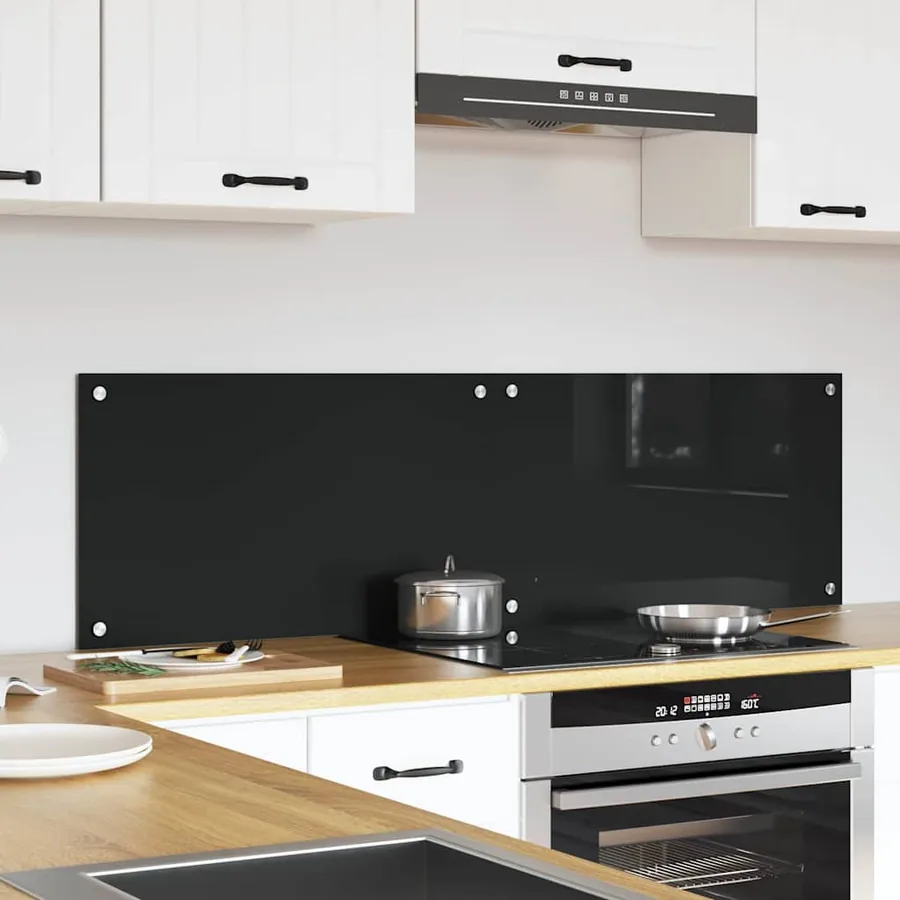 Crédence de cuisine 2 pcs Noir 70 x 40 cm verre trempé - 3