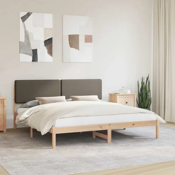 Cadre de lit avec tête de lit rembourrée Taupe 180 x 200 cm