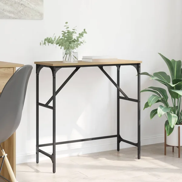 Table console Chêne artisanal 75 x 32 x 75 cm Bois d'ingénierie